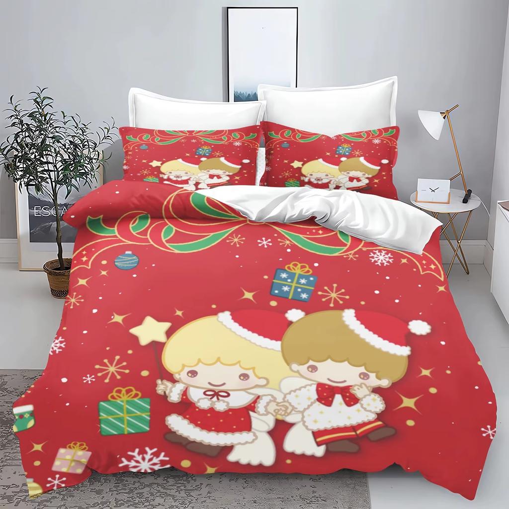 Christmas Series Sanrio Bedding Set  Polyester 3D Duvet Cover Pillow Case Set Bed Cover Adult Kids Bedroom Decoration