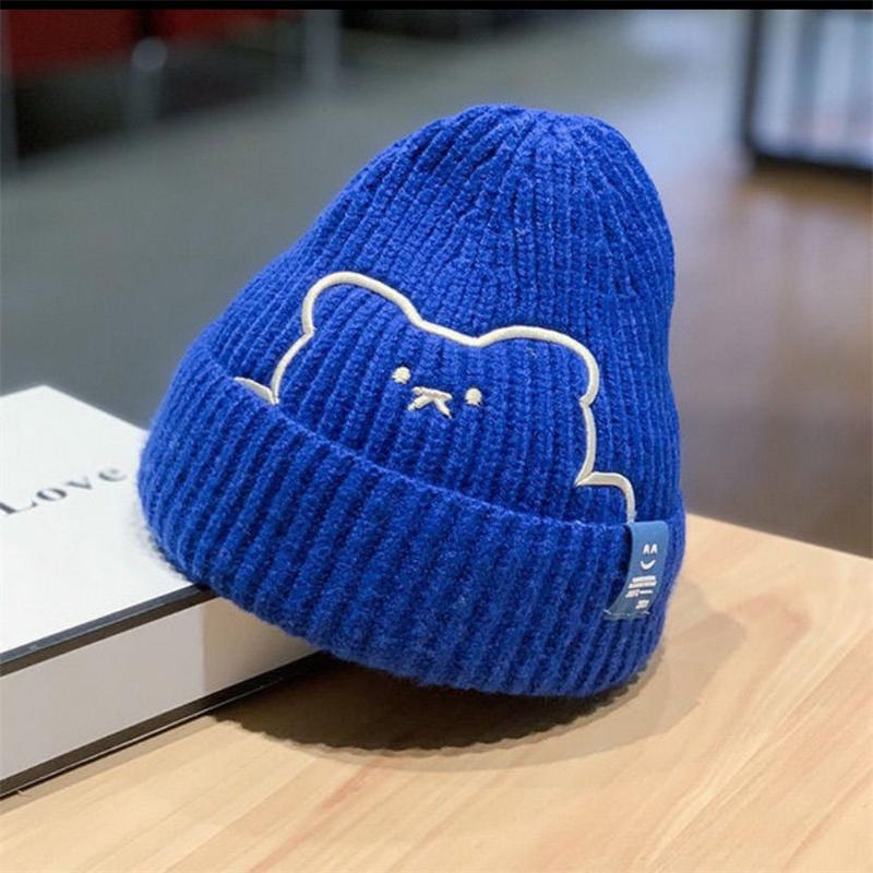 Kids Hats 2024 Boys Girls Hat Winter Baby Knitting Cute Bear Pattern Caps Fashion Keep Warm Beanie Cap Kid Accessories 0-6Years