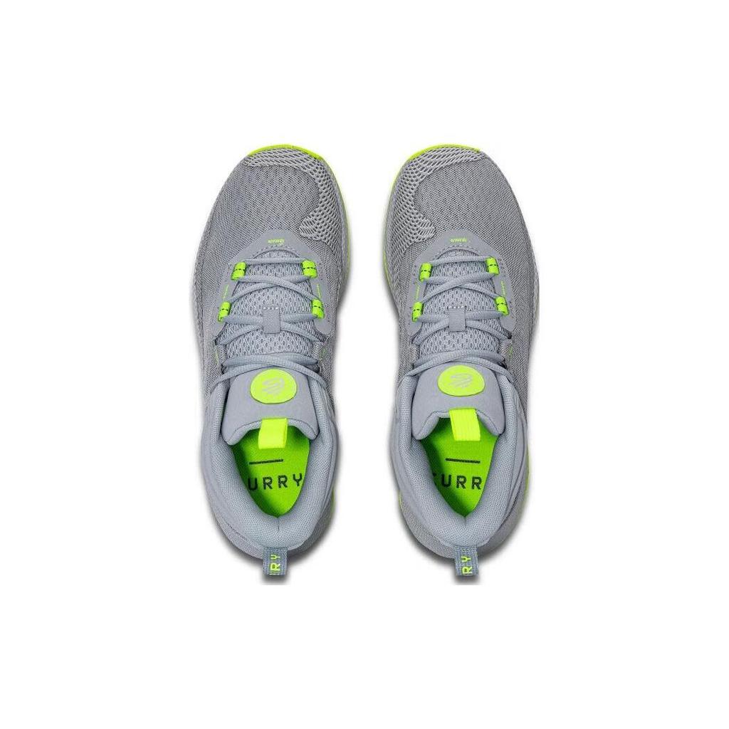 Under Armour Curry HOVR Splash Модные Универсальные Амортизирующие Нескользящие Износостойкие Баскетбольные Кроссовки Мид-Топ Мужские кроссовки Серо-зеленые 3024719-104