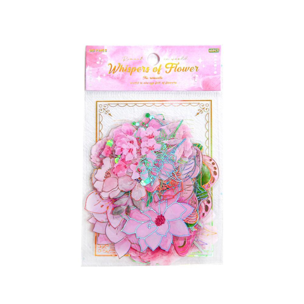 Handmade Butterfly Flower Sticker Decorative Ice Crystal Collage Decals Goo Card