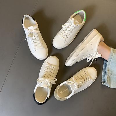 Классический стиль Мягкие круглые носки Цветные дышащие повседневные белые туфли на шнуровке