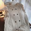 Elegant Double Breasted Vest Cardigan Soft Design Sleeveless Waistcoat Knitted Coat