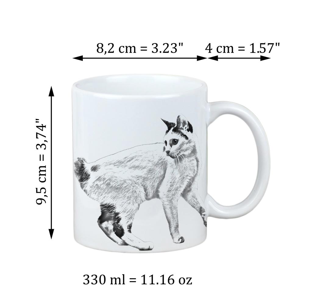 Japanese bobtail - cup with a cat, cute cup with graphics, a gift with your photo from the Art-Dog brand