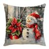 Santa Claus Red Truck Little Snowman Elements Atmosphere Christmas Pillow Cover Home Decoration Sofa Cushion