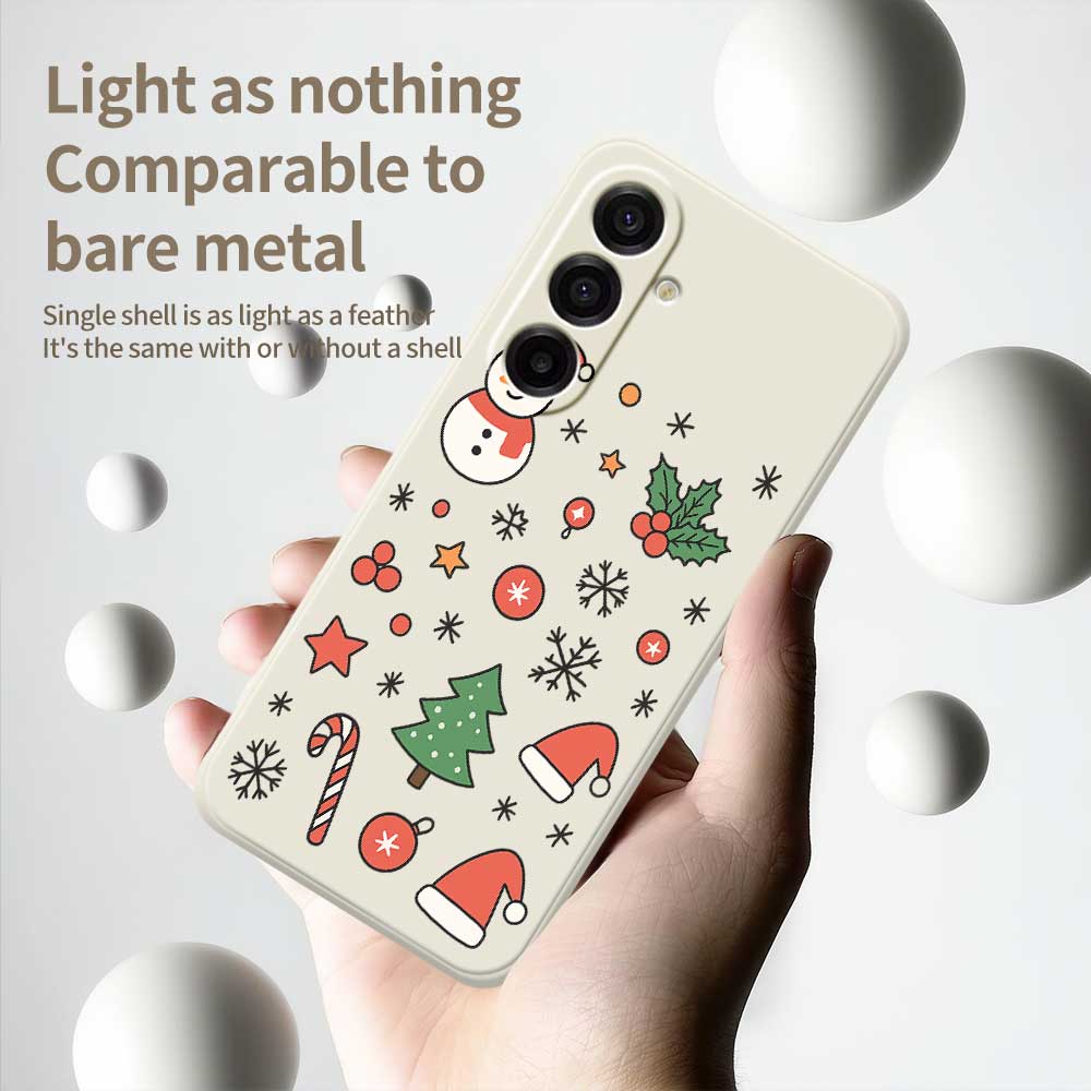 For Samsung Galaxy A17 5G Case Snowman and Santa Hat Pattern Printing Straight Edge TPU Phone Back Cover