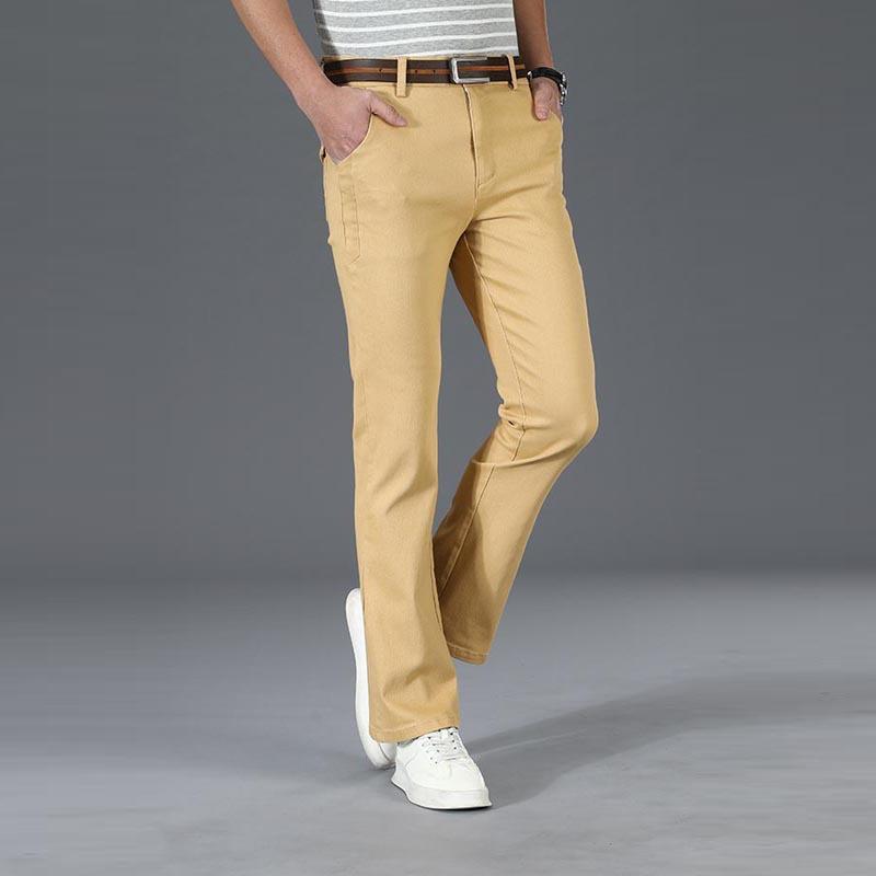 Men's Flare Casual Trousers Korean Style Trendy Stretch Slim-Fit Men's Flared Pants Classic Design Flared Pants