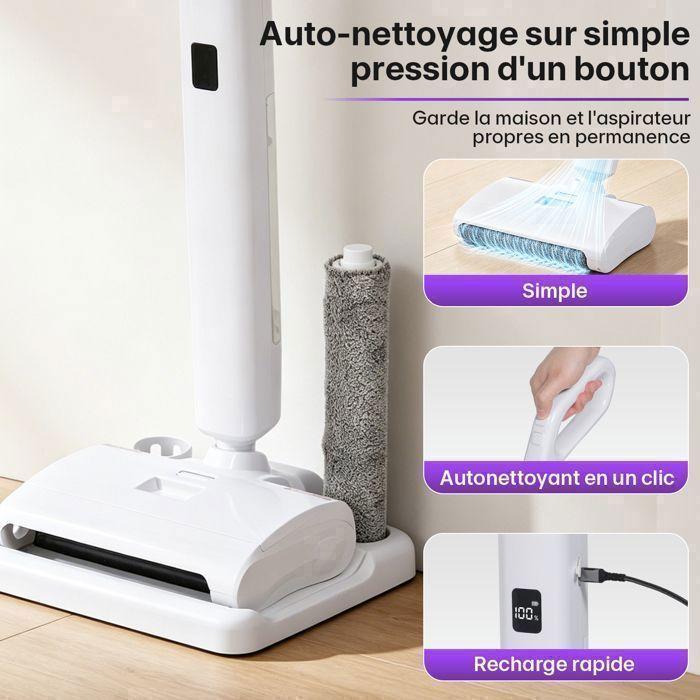ACELIFE Vacuum cleaner Cordless Washer- 23kPa, 60min Runtime,Auto-cleaning, Anti-tangle, LED screen, for hard-white floors