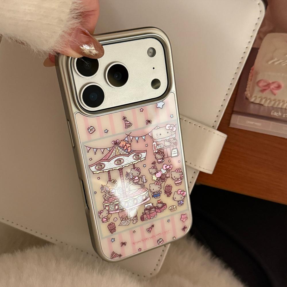 Чехол для телефона Apple iPhone 17 Pro Max, подходящий для парка развлечений, Мультяшный чехол для телефона IPhone 16 с золотой полоской