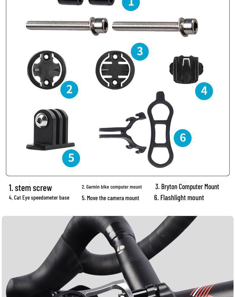 Mountain Bike Computer & Light Mount for Garmin, Bryton, Cateye - Road Bike Extension Bracket