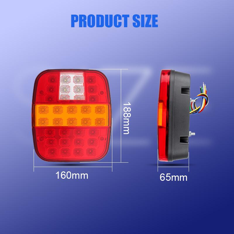 Square Trailer Tail Light 39led License Plate Lamp Driving Brake Stop Stud Mount Turn Signals For Ford Jeep CJ YJ JK Wrangler