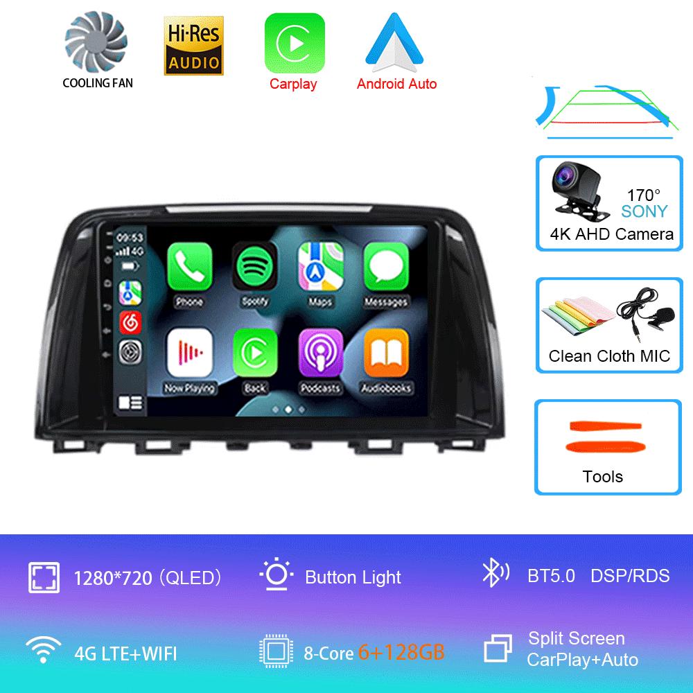 Автомагнитола Для Mazda 6 GJ Atenza 2012 2013 2014 2015 2016 2017 Android 14 Carplay Auto Автомобильный мультимедийный видеоплеер GPS Навигация