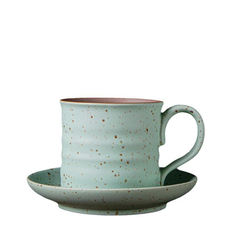 Retro Ceramic Cup Japanese Style Simple Afternoon Tea Cup Creative Coarse Pottery Coffee Cup Saucer Set