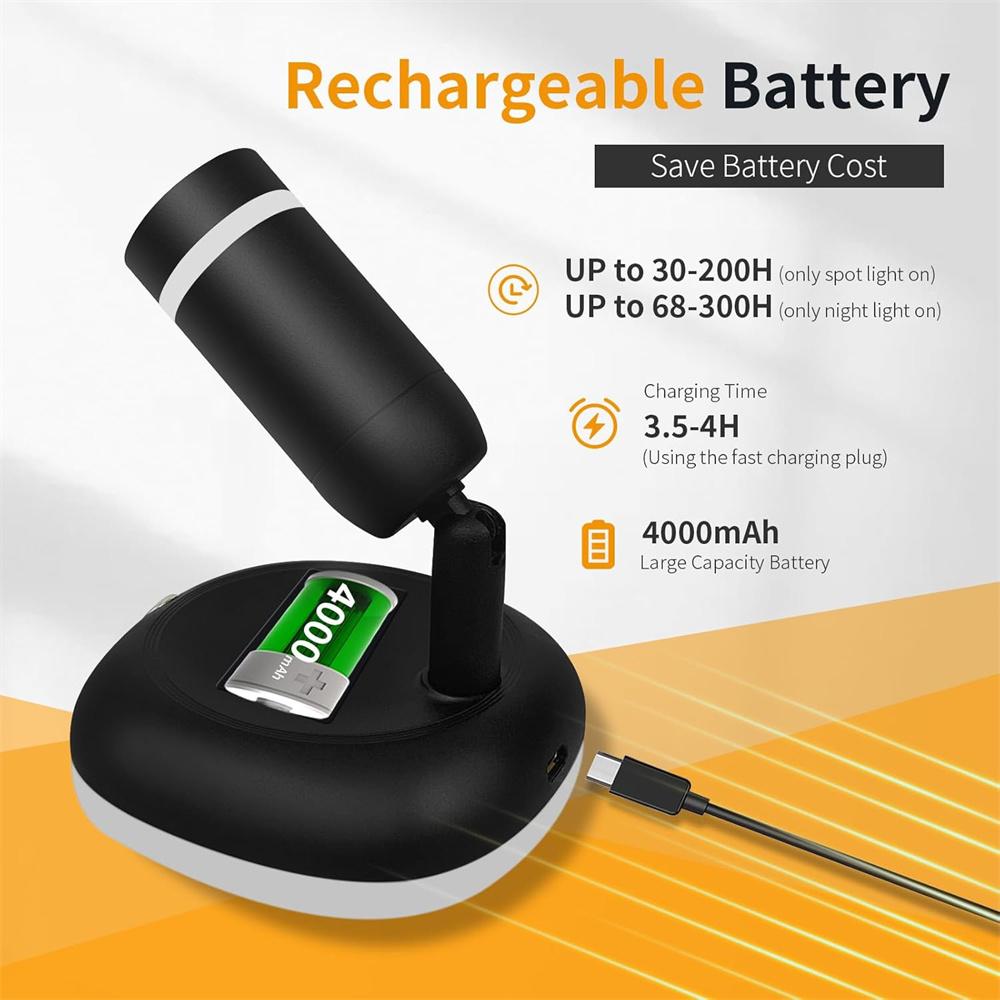 Беспроводной светодиодный прожектор, перезаряжаемый от USB, ночник с аккумулятором 4000 мАч, с пультом дистанционного управления, таймером, регулируемой яркостью, для декорации картин