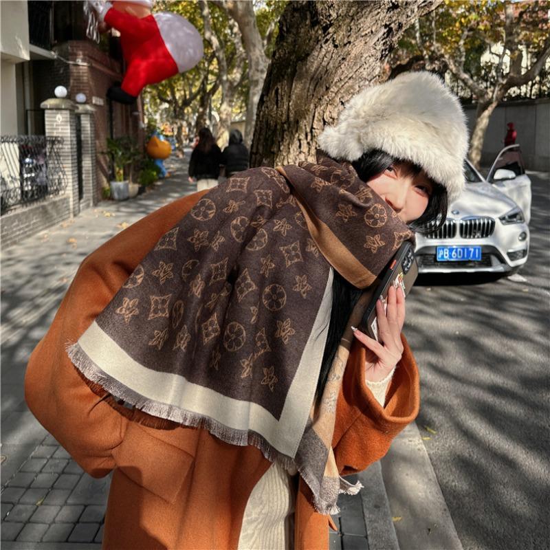 Winter Imitation Cashmere Scarf Women's High-end Feeling Air-conditioned Room Length Outer Shawl Scarf