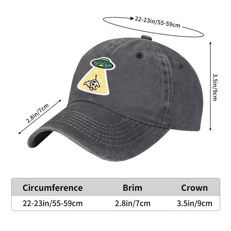 UFO Cow Print Washed Baseball Cap Lightweight Duckbill Hat with Hook Loop Unisex for Unisex Women