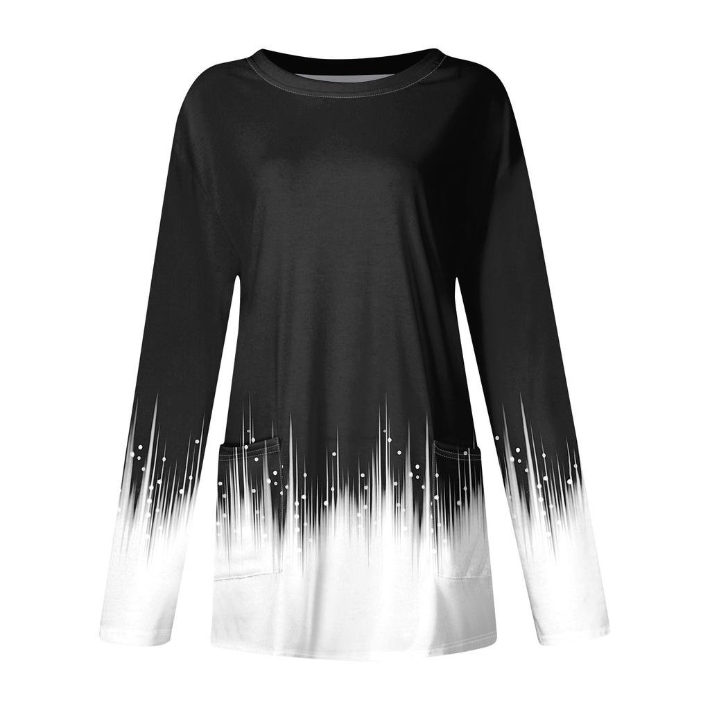 Женская толстовка, пуловер, спортивная одежда, карман, принт, повседневный топ с круглым вырезом и длинными рукавами