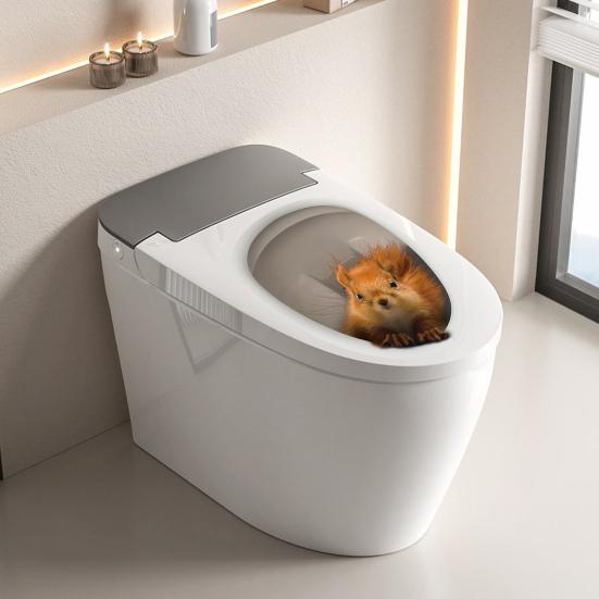 Наклейка на крышку унитаза, сильная липкость, ПВХ, водонепроницаемая, съемная, забавная 3D наклейка с белкой и животным, наклейка на стену