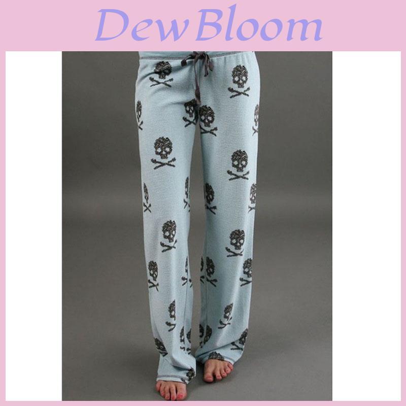 Women Fashion Lacing Skulls Printed Elastic Wide Leg Pants Plus Size 5xl Casual Trousers