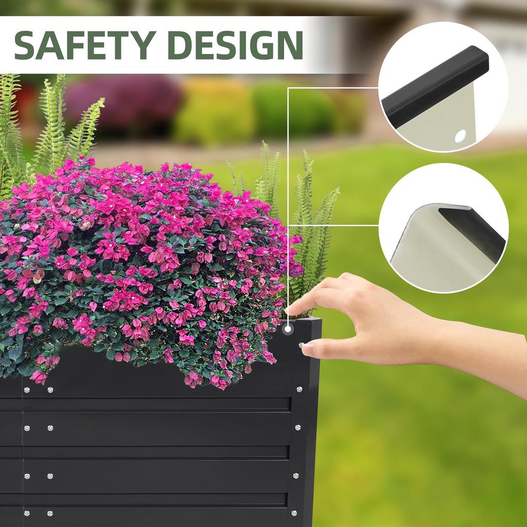 Galvanized Garden Planter Box with Safe Folded Edge Design for Vegetables and Fruits