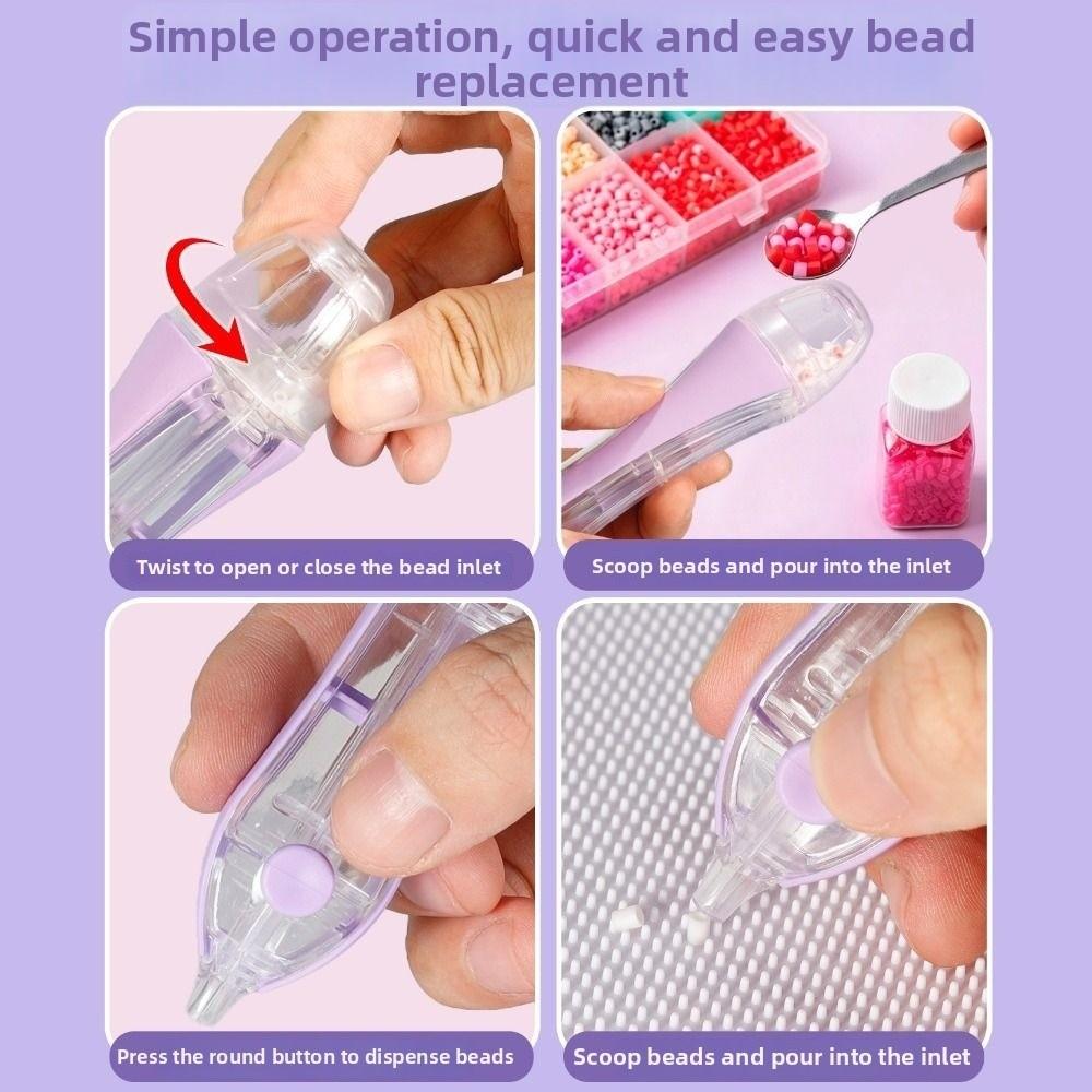 Automatic Bead Placement Pen Efficient Perler Bead Dispenser Press-Type Bead Pen Puzzle Making