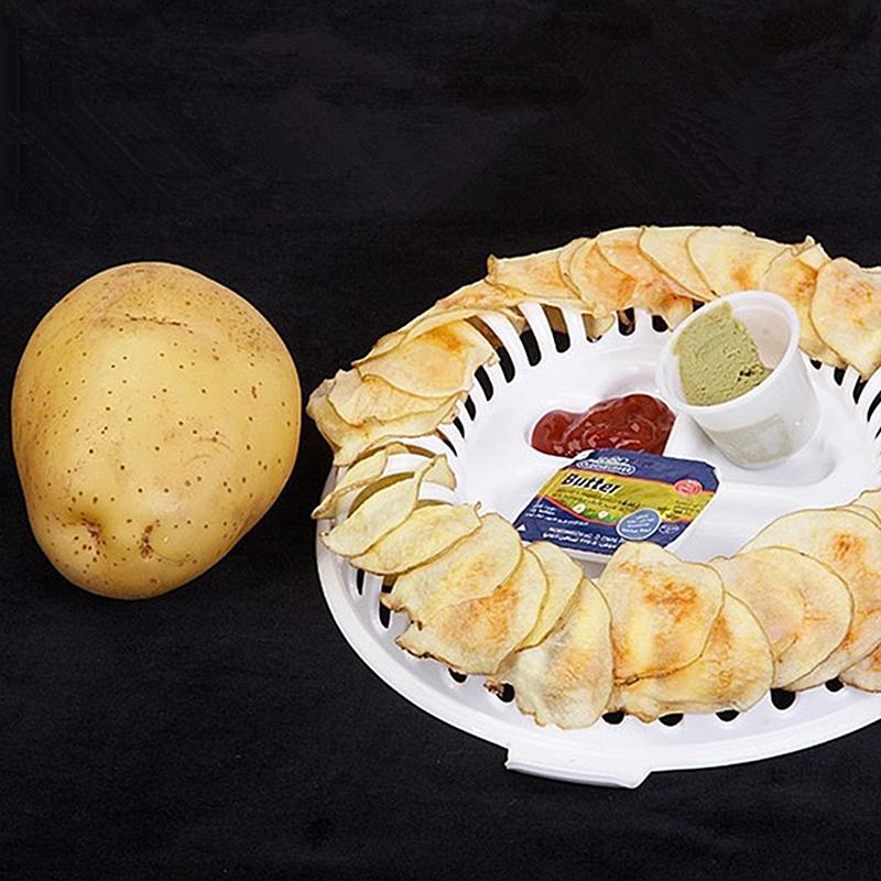 Сделай сам Низкокалорийный Микроволновая печь Жир Картофельные чипсы Прибор для приготовления Яблоко Фрукты Картофель Хрустящие чипсы Слайсер Набор для приготовления закусок Поднос Кухонный инструмент