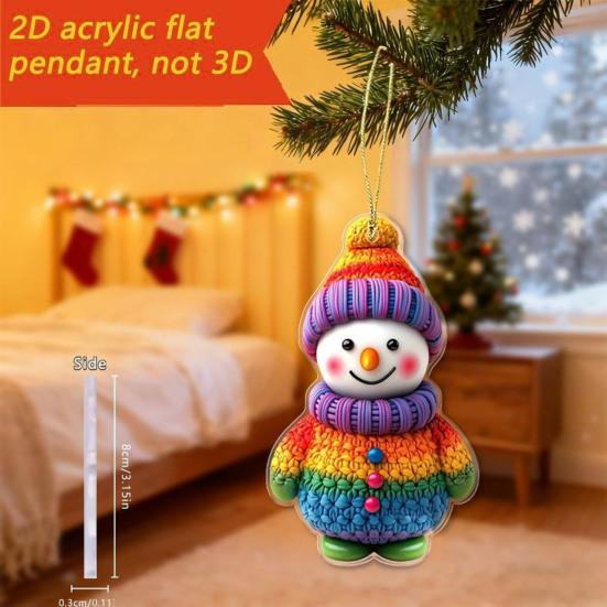 Снеговик Рождественские украшения Персонализированные 2D акриловые украшения на елку Подвесные украшения-снеговики для праздника