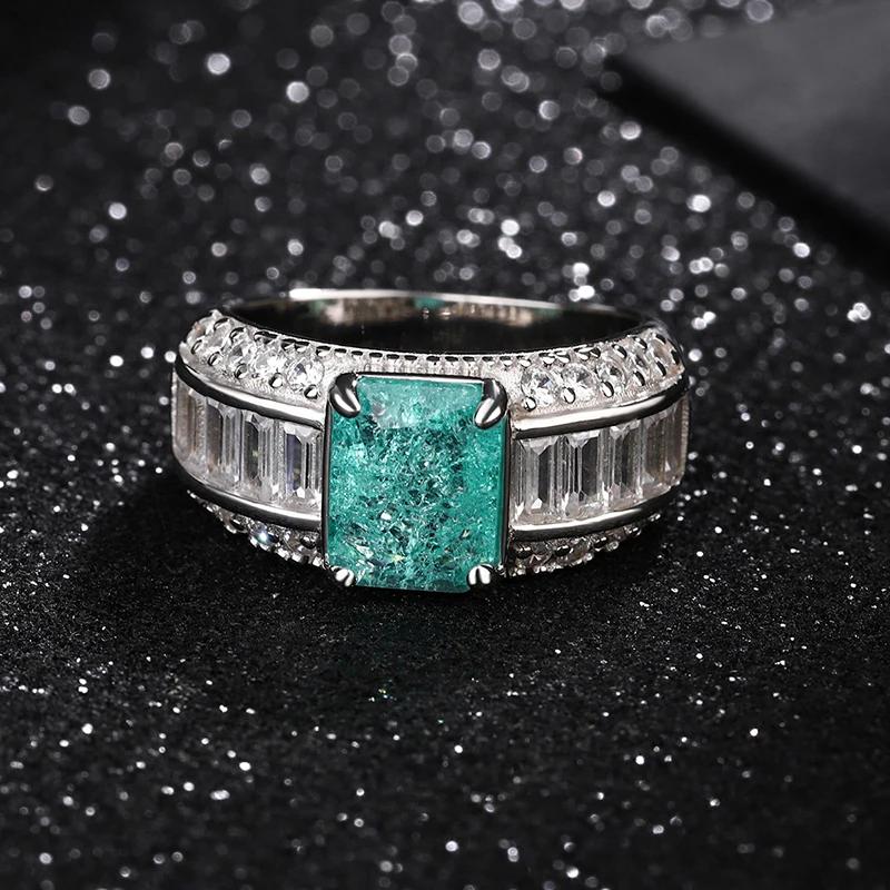 НОВАЯ мода принцесса параиба сапфир полный бриллиант пара кольцо для женщин геометрия посеребренные рождественский подарок ювелирные изделия для вечеринки