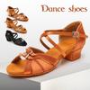 Women Girls Child Latin Dance Shoes Low-heeled Salsa Latin Ballroom Tango Shoes Soft Bottom 3.5CM Heel