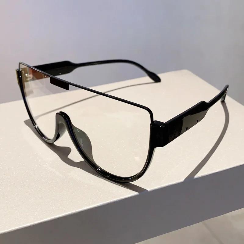 Новые Дизайнерские Солнцезащитные Очки Полуободковые Оверсайз Женские Мужские Винтажные Модные Солнцезащитные Очки Трендовые Панк Цельные Очки