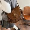 Fashion Faux Suede Saddle Tassel Shoulder Bags High Quality Sense of Luxury Winter New Style Crossbody Bags