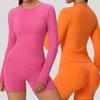 Женская футболка для йоги и бега с длинным рукавом в европейском и американском стиле - быстросохнущая, эластичная посадка