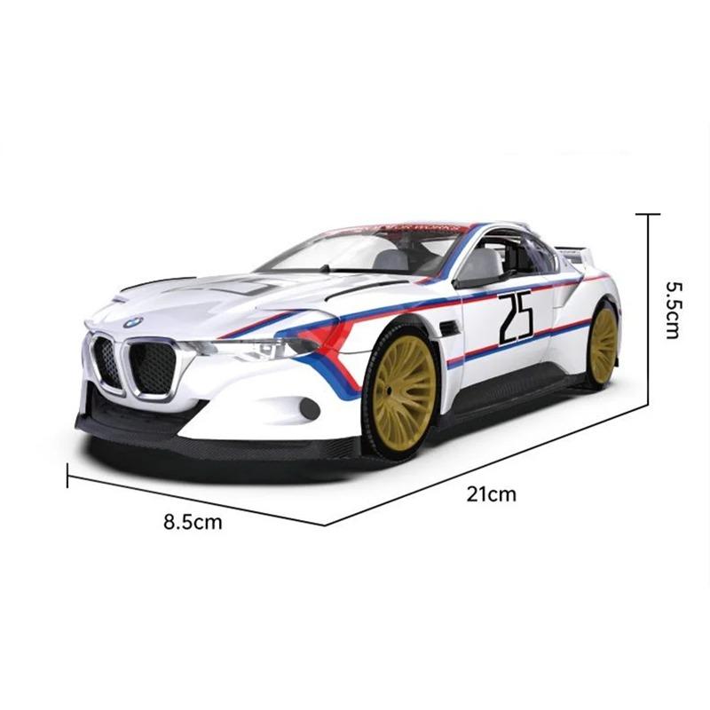 1/24 BMW CSL Alloy Track Racing Car Модель литой игрушечной машинки из металла Модель имитации звука и света Коллекция детских подарков