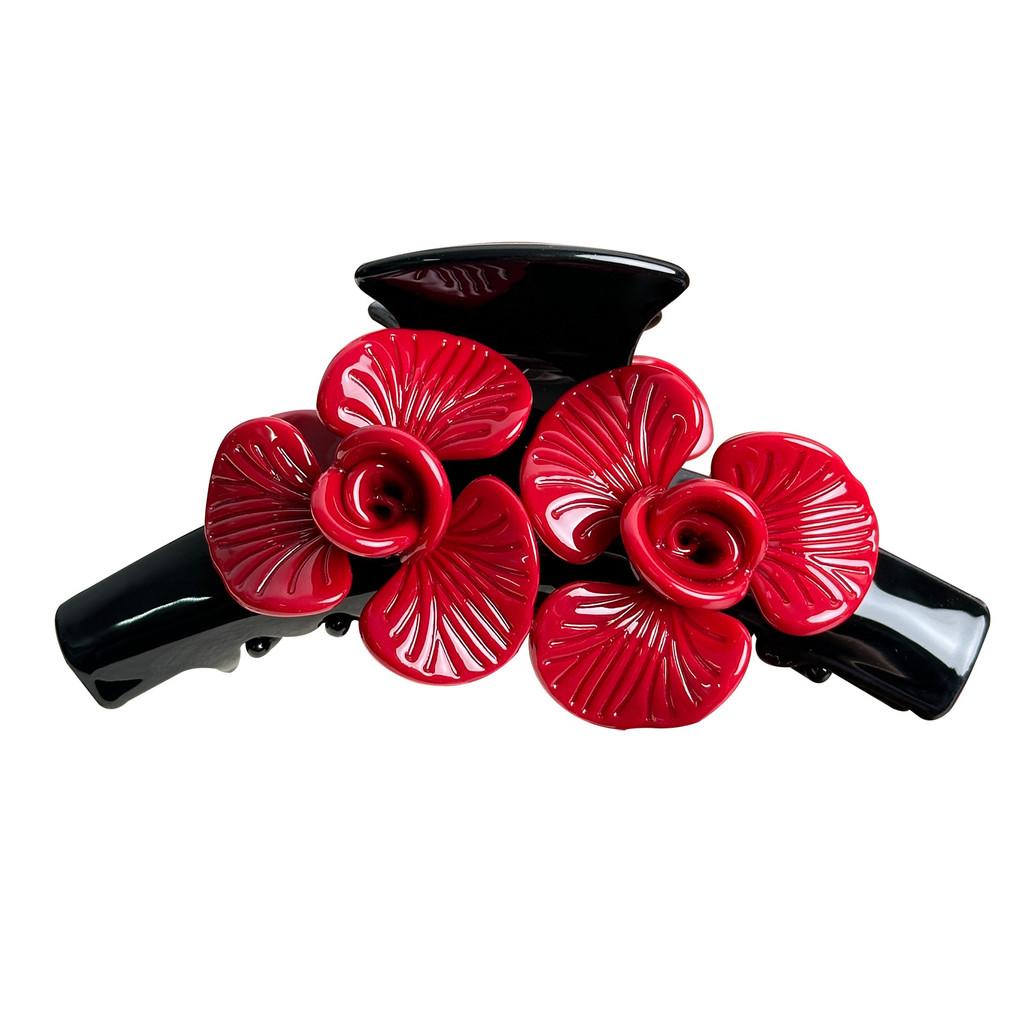 Large Designed Beautifully Floral Hair Claw Clip In Trendy Acetate For Fashionforward Women