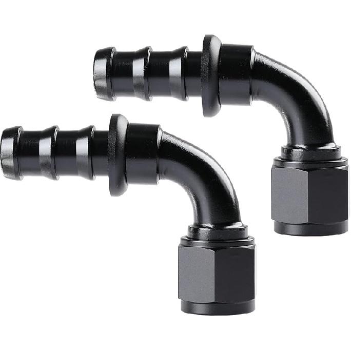 Ucreative 6AN Straight Push Lock Hose Fitting End Black 2PCS