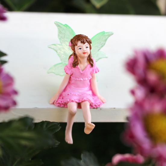 2 шт. Фигурки цветочных фей, смоляные миниатюрные украшения в виде фей, статуэтка девочки и мальчика для волшебного сада, украшение цветочного горшка в виде бонсай