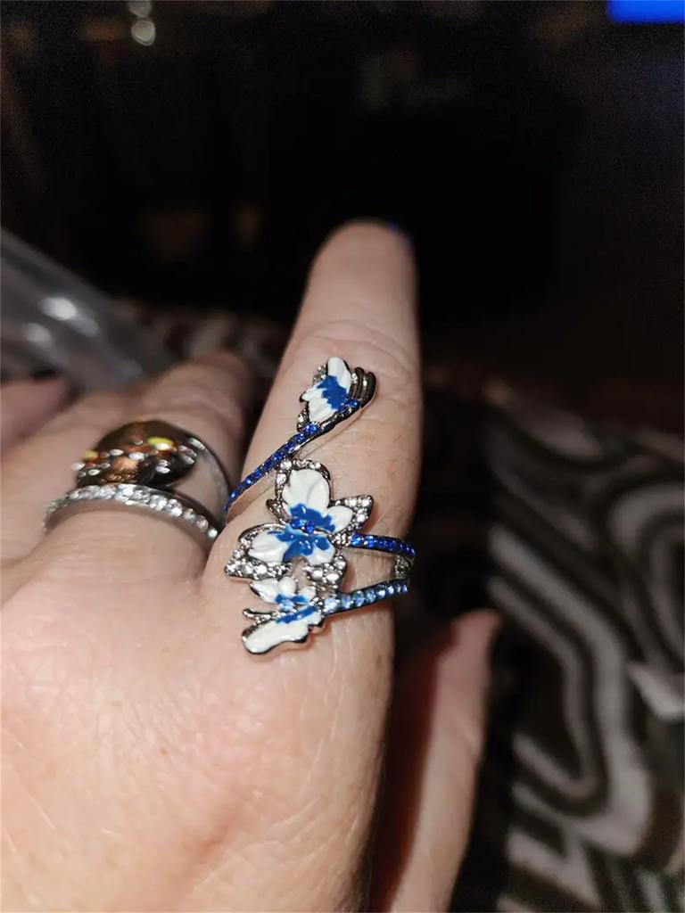 Enchanting Blue Butterfly Wrap Ring Exquisite Design Adjustable Fit Symbol of Elegance & Romance Perfect Jewelry for Women Daily Style