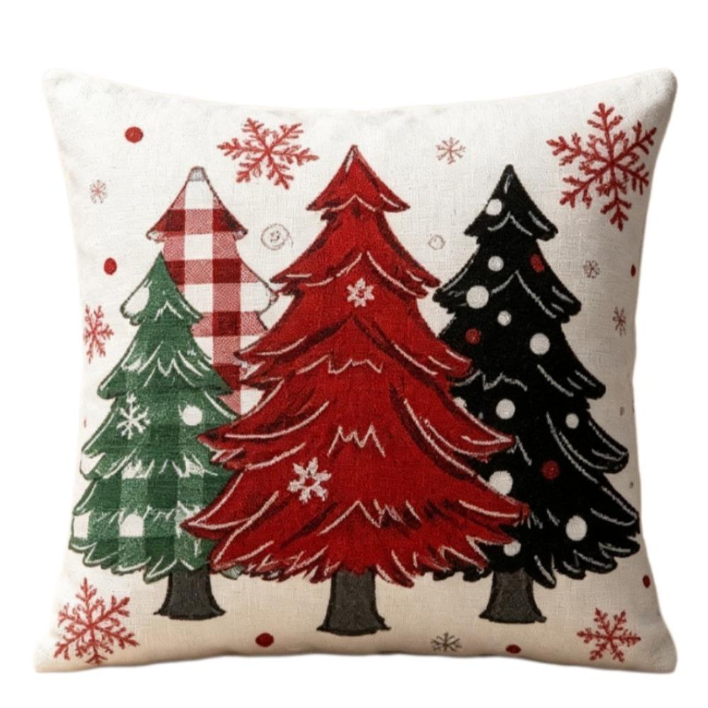 Elk Deer Christmas Pillow Cover Linen Xmas Tree Pillowslip Snowman Pillow Cover Living Room Sofa