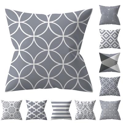 18-дюймовая декоративная подушка с геометрическими элементами, серая поясничная наволочка, домашний декор, наволочка для дивана