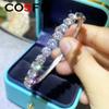 Женский браслет COSFIX D Color с круглым муассанитом, браслет для женщин, серебро 925, полный муассанитовый браслет для женщин