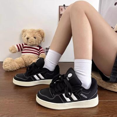 Высококачественные ретро осенние новые универсальные матовые черные туфли-хлебцы в гонконгском стиле, женские модные повседневные кеды