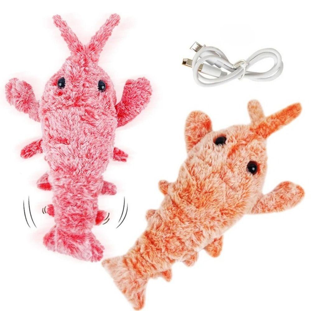 USB Charging Lobster Cats Dancing Moving Washable Electric Pet Squeaky Simulation Jumping Shrimp Dogs Interactive Outdoor