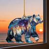 1/2/3/4/5Pcs Christmas Acrylic Polar Bear Hanging Decoration Car Rearview Mirror Xmas Tree 2D Flat Stained Glass Bear Hanging Ornament