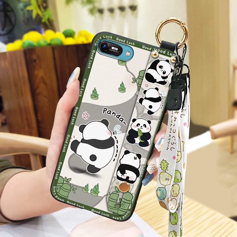 Panda Anti-knock Phone Case For Itel A25/A35/A25 Pro Waterproof Shockproof Back Cover Wristband Wrist Strap Soft case