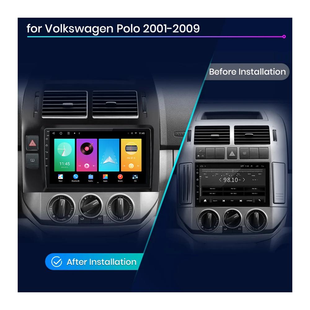Android Carplay автомобильное радио для Volkswagen Polo Mk4 IV 2001-2009 мультимедийный проигрыватель головное устройство стерео GPS навигация BT WIFI 2+32 ГБ