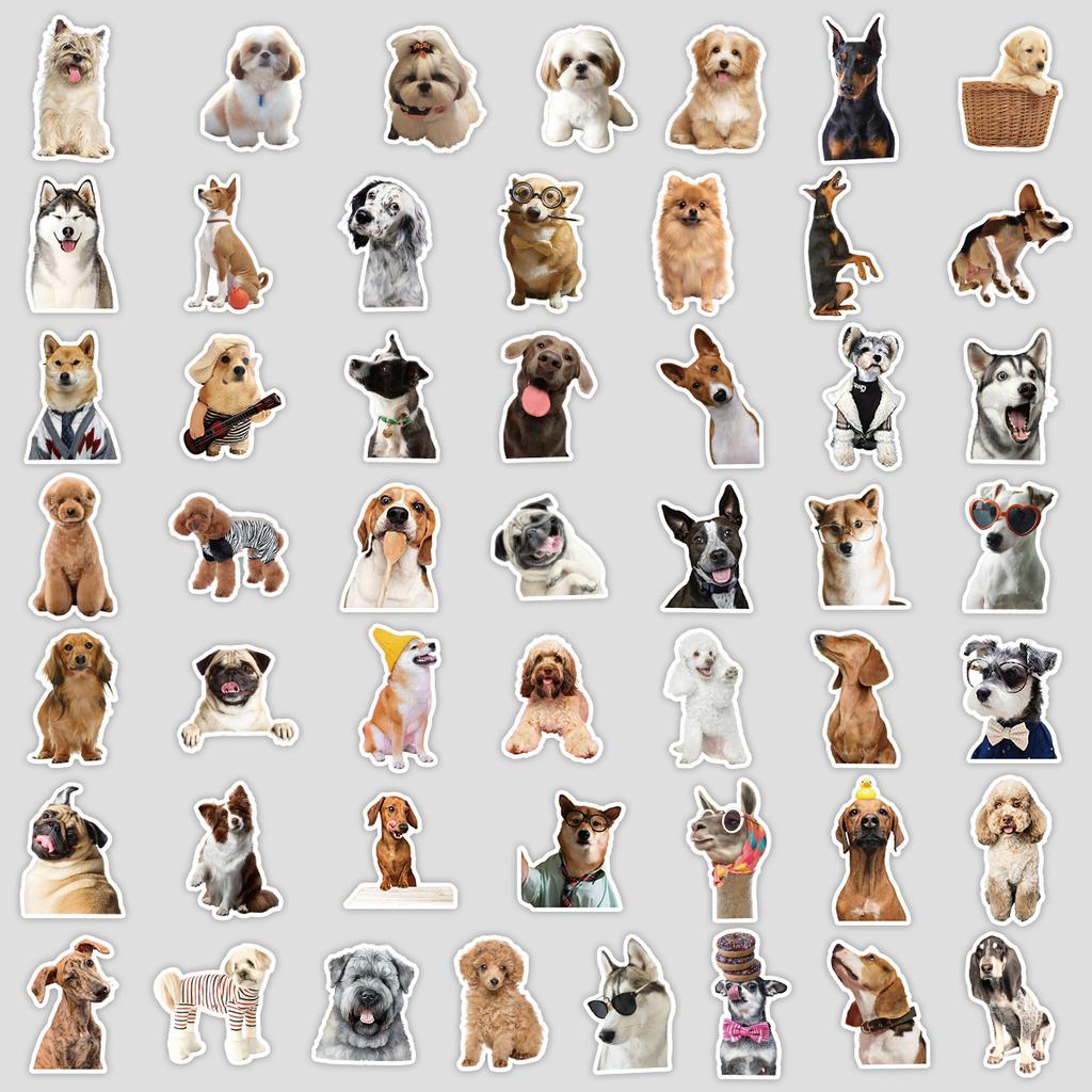 50 Puppy Expression Graffiti Stickers Cute Animal Stickers Skateboard Mobile Phone Computer Waterproof Decorative Stickers