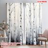 2pcs,2D Plane Printing Window Curtain Birch Serenity Versatile Polyester Fabric (without Rod) Decorations Outdoor Ldeal for