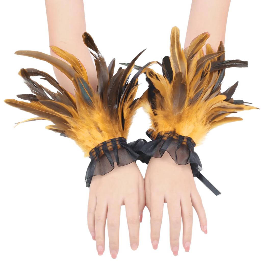 Ethnic Hand Cuffs Vintage 1920s Flapper Women Arm Covers Cosplay Costume Accessory Feathered Arm Sleeves Party Supply