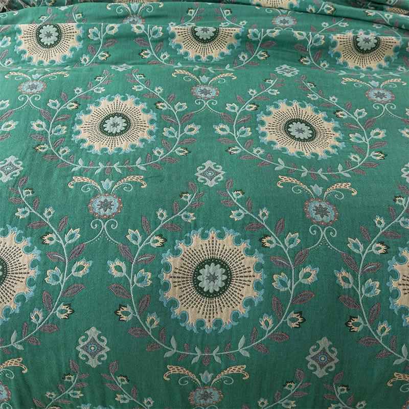 Зелено-коричневый плед, кисточка с двойным цветком, плед для дивана, двусторонний плед, чистый хлопок