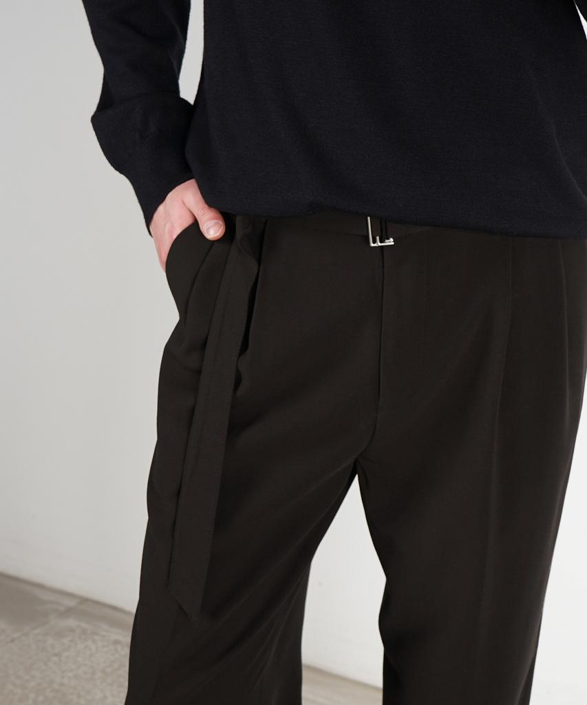 BIRBANTE Belted Double-Pleated Slacks - Brown