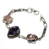 Amethyst Rough Rose Quartz Gemstone 925 Silver Plated Jewelry Bracelet 6-8"